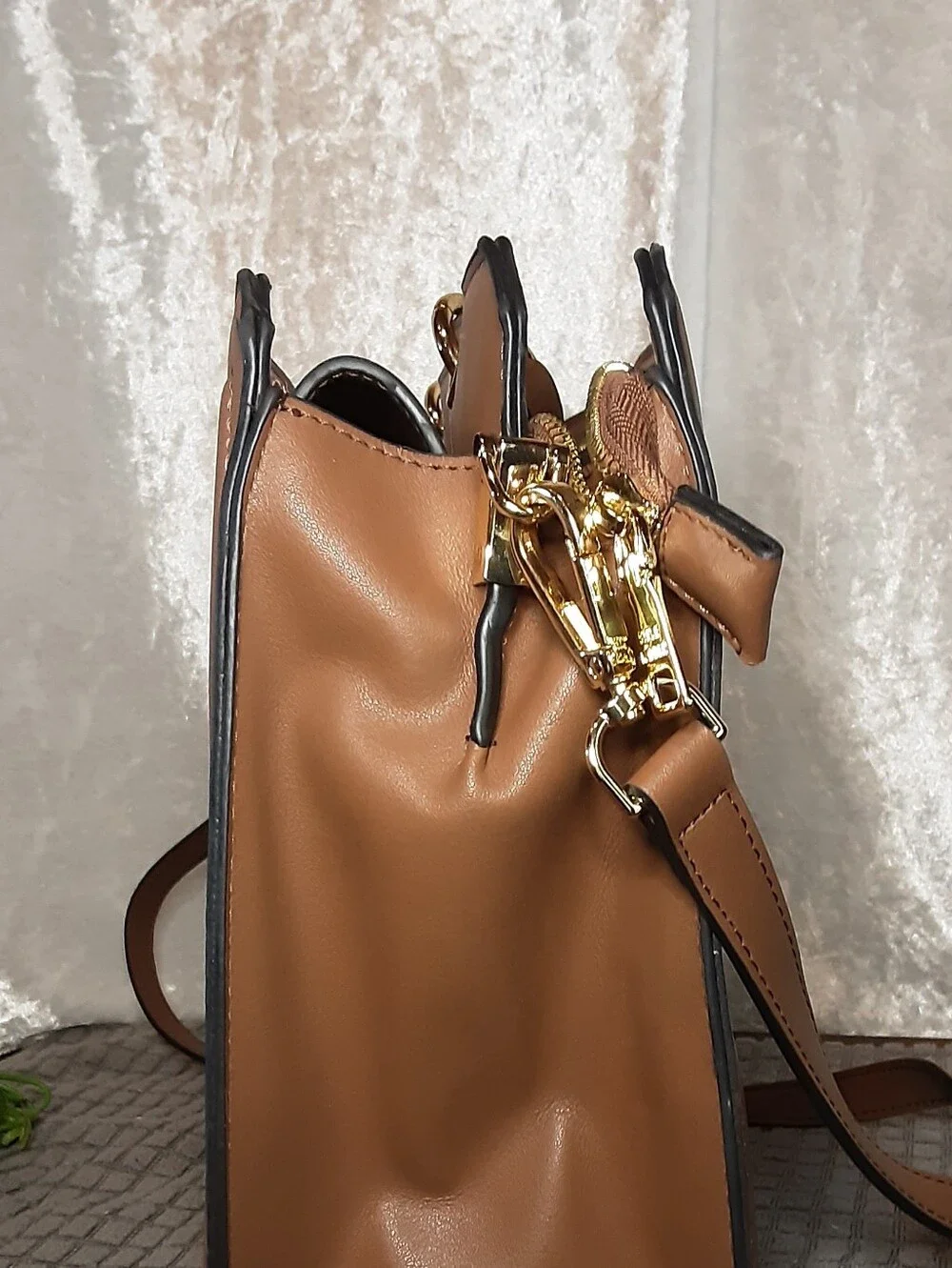 Steve Madden Brown Structured Bevelyn Bag